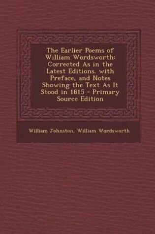 Cover of The Earlier Poems of William Wordsworth