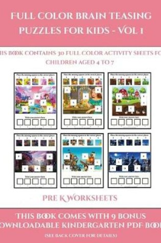 Cover of Pre K Worksheets (Full color brain teasing puzzles for kids - Vol 1)