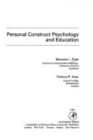 Cover of Personal Construct Psychology and Education