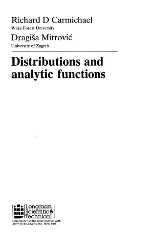 Cover of Distributions and Analytic Functions