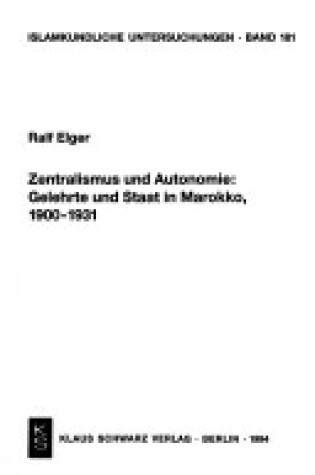 Cover of Zentralismus Und Autonomie