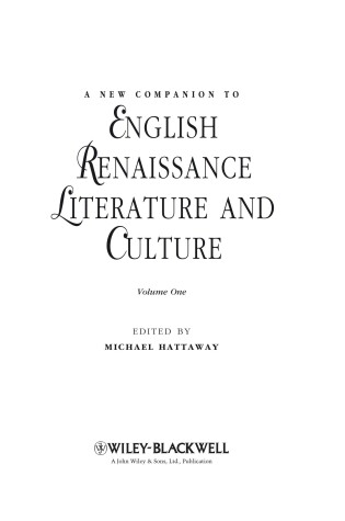Cover of New Companion to English Renaissance Literature and Culture