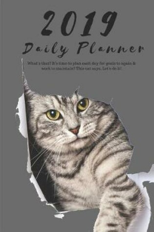 Cover of 2019 Daily Planner What's That? It's Time to Plan Each Day for Goals to Again & Work to Maintain? This Cat Says, Let's Do It!