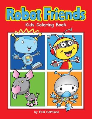 Book cover for Robot Friends kids coloring book