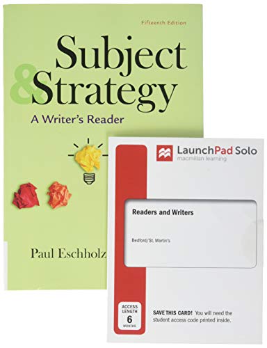 Book cover for Subject and Strategy 15e & Launchpad Solo for Readers and Writers (Six-Month Access)