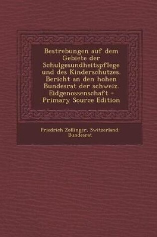 Cover of Bestrebungen Auf Dem Gebiete Der Schulgesundheitspflege Und Des Kinderschutzes. Bericht an Den Hohen Bundesrat Der Schweiz. Eidgenossenschaft - Primar