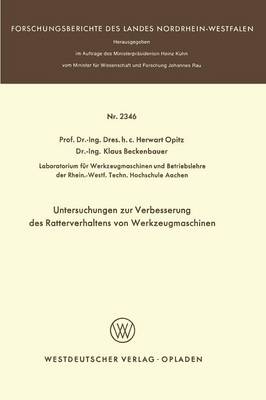 Book cover for Untersuchungen Zur Verbesserung Des Ratterverhaltens Von Werkzeugmaschinen