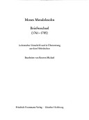 Cover of Moses Mendelssohn, Briefwechsel (1761-1785)