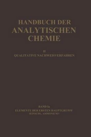 Cover of Elemente der Ersten Hauptgruppe Einschl. Ammonium