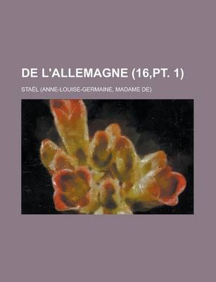 Book cover for de L'Allemagne (16, PT. 1)