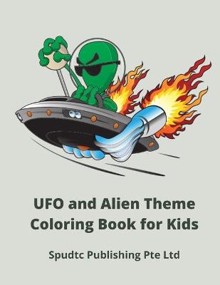 Book cover for UFO and Alien Theme Coloring Book for Kids