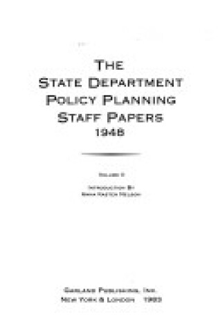 Cover of State Dept Policy Plan 3vls