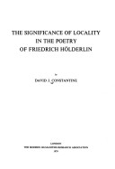 Cover of The Significance of Locality in the Poetry of Friedrich Holderlin