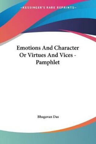 Cover of Emotions And Character Or Virtues And Vices - Pamphlet