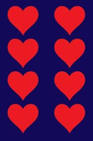Cover of 100 Page Unlined Notebook - Red Hearts on Navy Blue