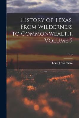 Cover of History of Texas, From Wilderness to Commonwealth, Volume 5; v. 5