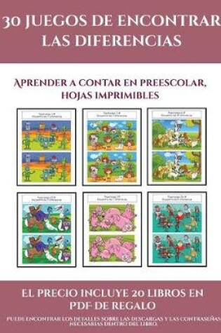 Cover of Aprender a contar en preescolar, hojas imprimibles (30 juegos de encontrar las diferencias)