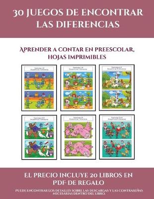 Cover of Aprender a contar en preescolar, hojas imprimibles (30 juegos de encontrar las diferencias)