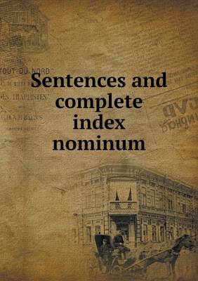 Book cover for Sentences and complete index nominum