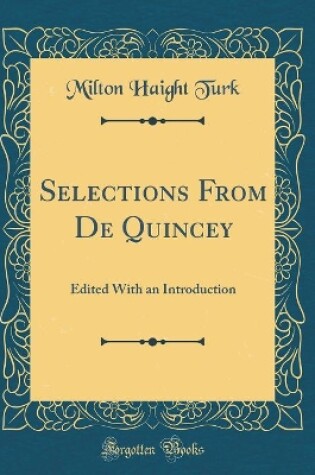 Cover of Selections from de Quincey