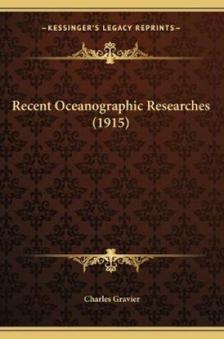 Cover of Recent Oceanographic Researches (1915)