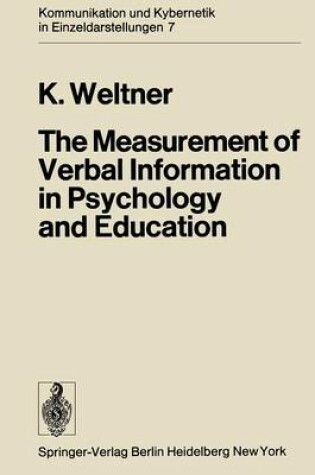 Cover of The Measurement of Verbal Information in Psychology and Education