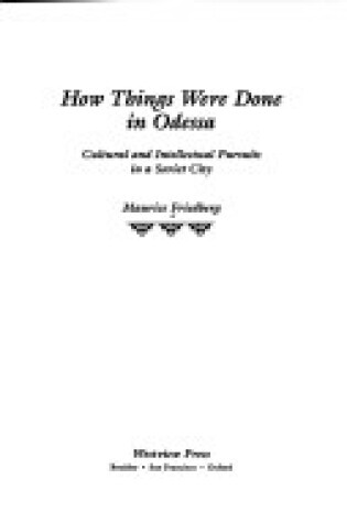 Cover of How Things Were Done In Odessa