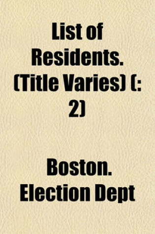 Cover of List of Residents. (Title Varies) (