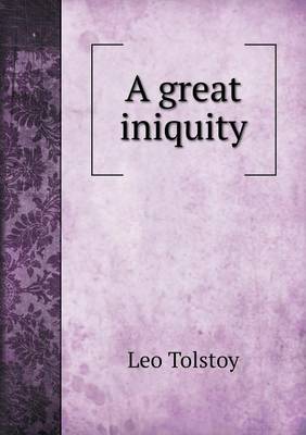 Book cover for A great iniquity