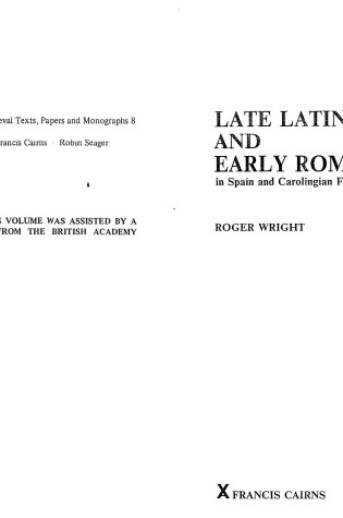 Cover of Late Latin and Early Romance in Spain and Carolingian France