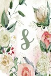 Book cover for Notebook 6"x9" Lined, Letter/Initial S, Green Cream Floral Design