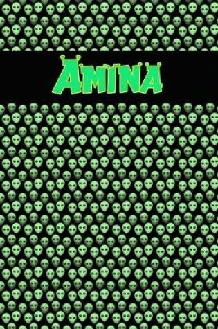 Cover of 120 Page Handwriting Practice Book with Green Alien Cover Amina