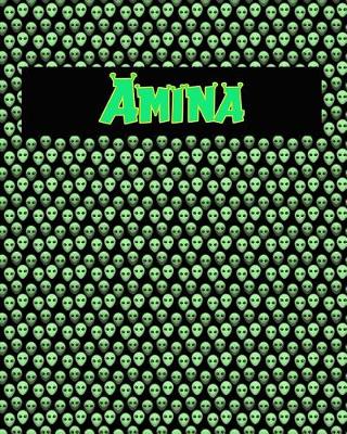 Book cover for 120 Page Handwriting Practice Book with Green Alien Cover Amina