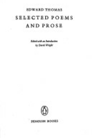 Cover of Selected Poems and Prose