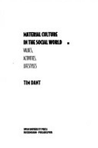 Cover of Material Culture in the Social World