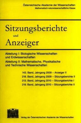 Cover of Sitzungsberichte Und Anzeiger Der Mathematisch-Naturwissenschaftlichen Klasse, Jahrgang 2009/2010