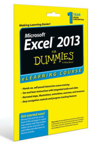 Cover of Excel 2013 For Dummies eLearning Course Access Code Card (12 Month Subscription)