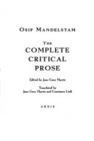 Cover of The Complete Critical Prose