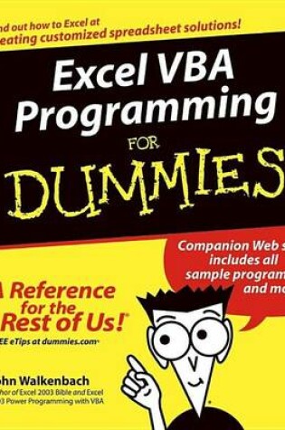 Cover of Excel VBA Programming for Dummies