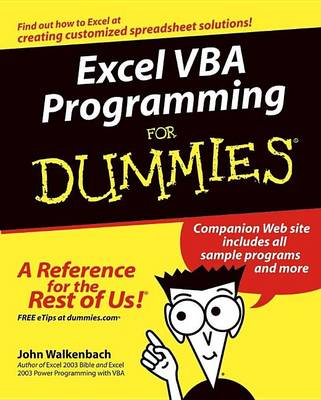 Book cover for Excel VBA Programming for Dummies