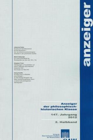 Cover of Anzeiger Der Philosophisch-Historischen Klasse, 147. Jahrgang 2012, 2. Halbband