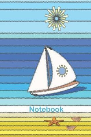 Cover of Dog and Yacht Summer Beach Scene Notebook