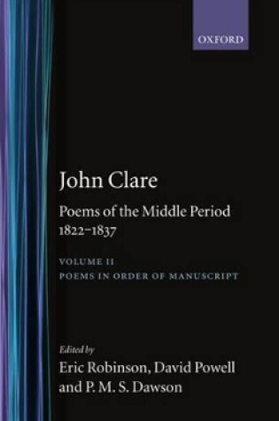 Cover of Poems of the Middle Period, 1822-1837: Volume II: Poems in Order of Manuscript