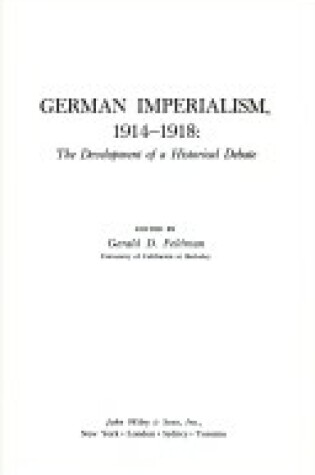 Cover of German Imperialism, 1914-18