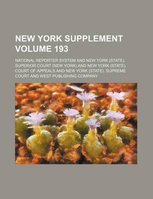 Book cover for New York Supplement Volume 193