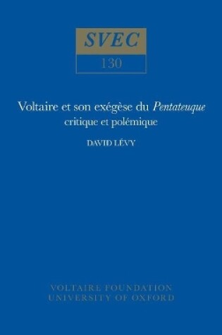 Cover of Voltaire et son exegese du Pentateuque