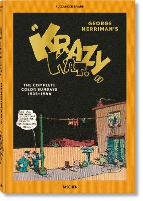 Book cover for George Herriman’s “Krazy Kat”. The Complete Color Sundays 1935–1944