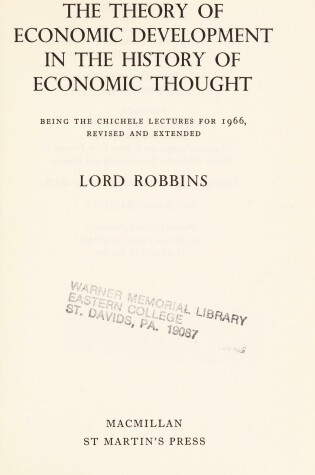 Cover of Theory of Economic Development in the History of Economic Thought