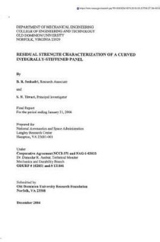 Cover of Residual Strength Characterization of a Curved Integrally-Stiffened Panel