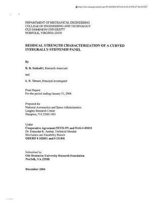 Book cover for Residual Strength Characterization of a Curved Integrally-Stiffened Panel